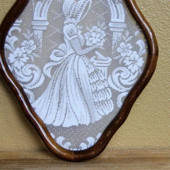 Set of 2 Framed Lace Wall Art Windmill and Lady in Bonnet, Chain Broken - Picture 11 of 11